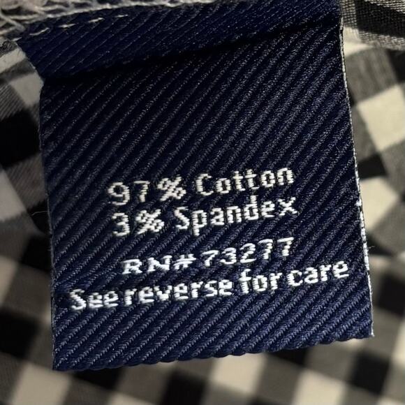Croft & Barrow Size 17 Gingham Check Shirt Black & White Long Sleeve Button-Up - Picture 8 of 10